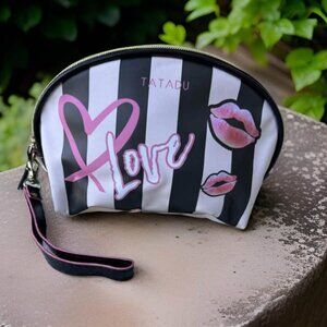 Black Stripe Love Make up Bag